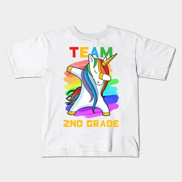 Team 2ND GRADE Unicorn Dabbing Gift Back To School Kids T-Shirt by johnbbmerch